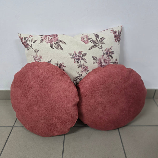 Pude sæt - Blomst/kunstlæder rød