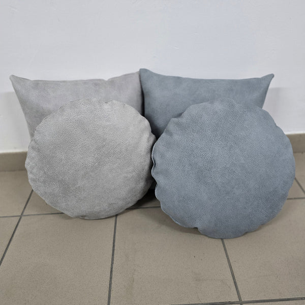 Pude sæt - Kunstlæder Lysegrå/Lyseblå